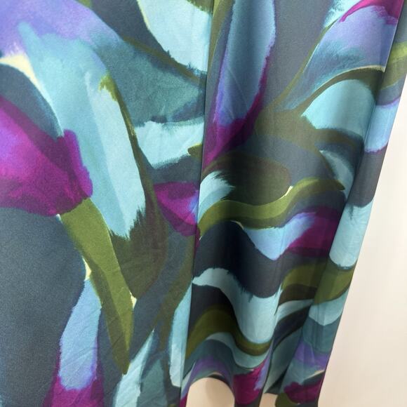 Banana Republic Factory Silky Crepe Midi Dress 2024 Small Watercolor Sleeveless - Picture 9 of 13